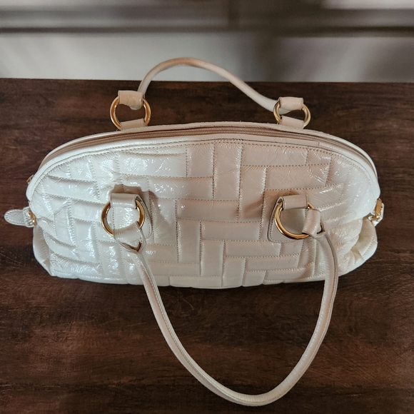 HOBO International White Patent Leather Quilted Shoulder Dust Bag Purse - Picture 4 of 11